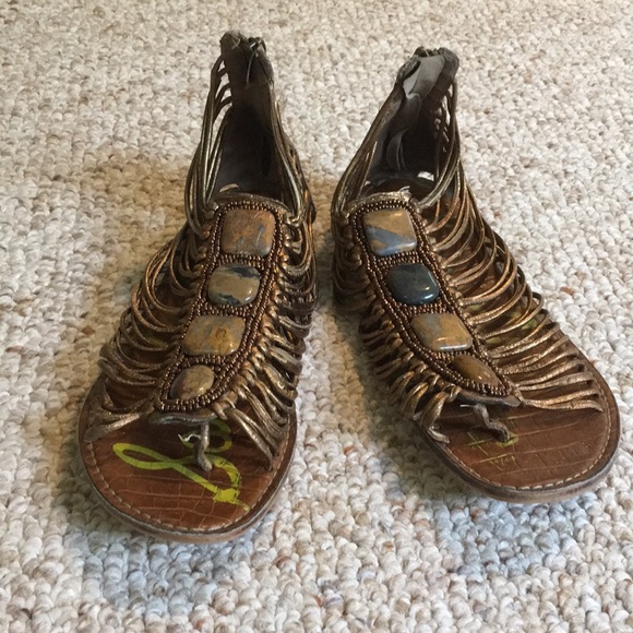 San Edelman gold sandals - Picture 1 of 5